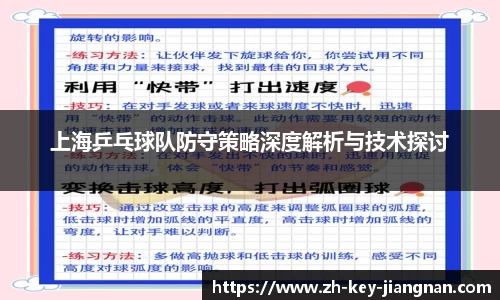 上海乒乓球队防守策略深度解析与技术探讨
